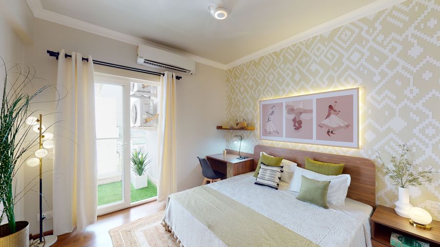 Cozy master bedroom double bed setup priya living flower valley