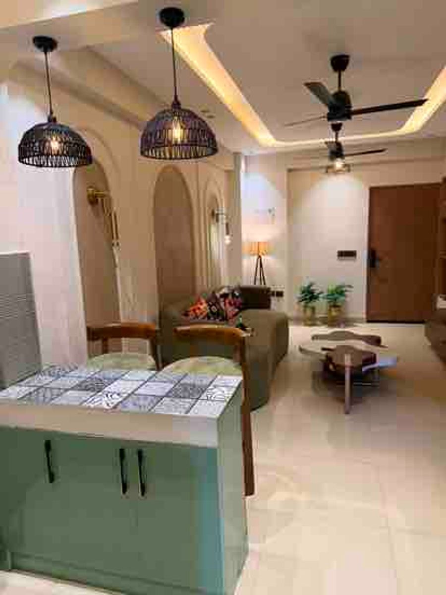 Indoor living dining lounge seating at luxury loft in karnal