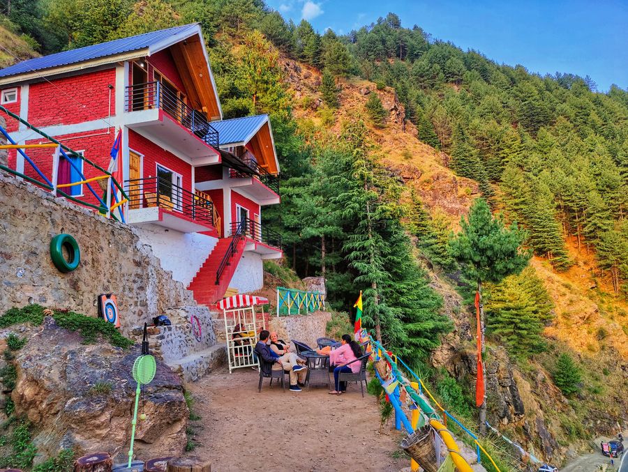 Colorful hill cottage exterior in Shimla