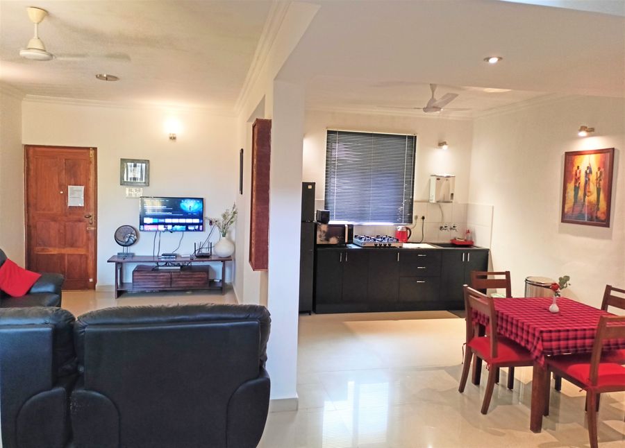 Spacious living room and dining area penthouse benaulim goa