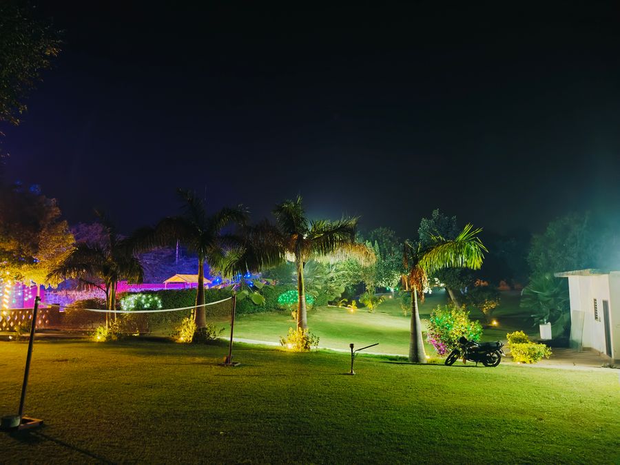 Night lawn garden area view at stay viable farm house c95