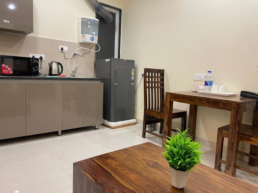 Dining and kitchenette space at my stay service apartment