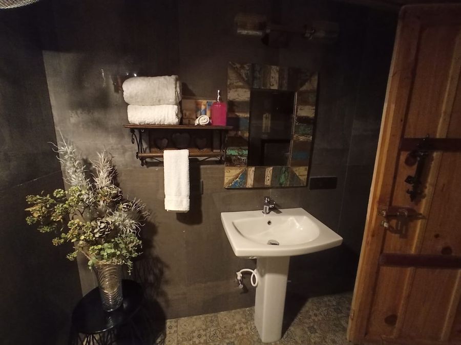 Washroom vanity mirror setup at cottage in mussoorie