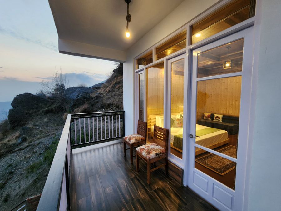 Private balcony with valley view in Shimla