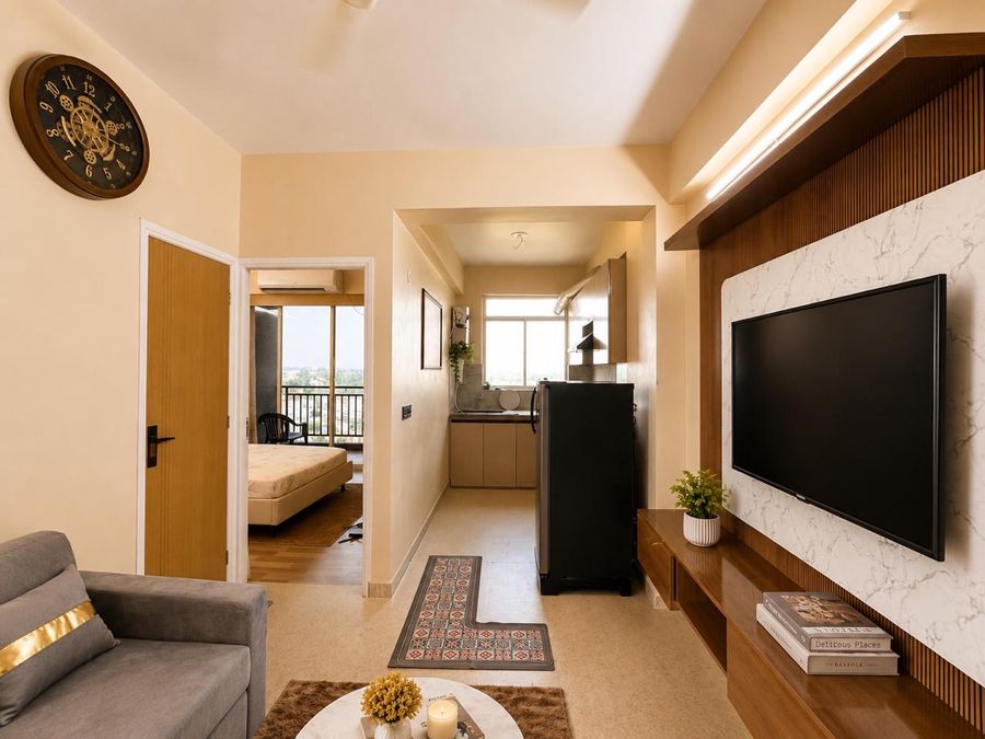 Compact living area corridor at tiny home homestay karnal