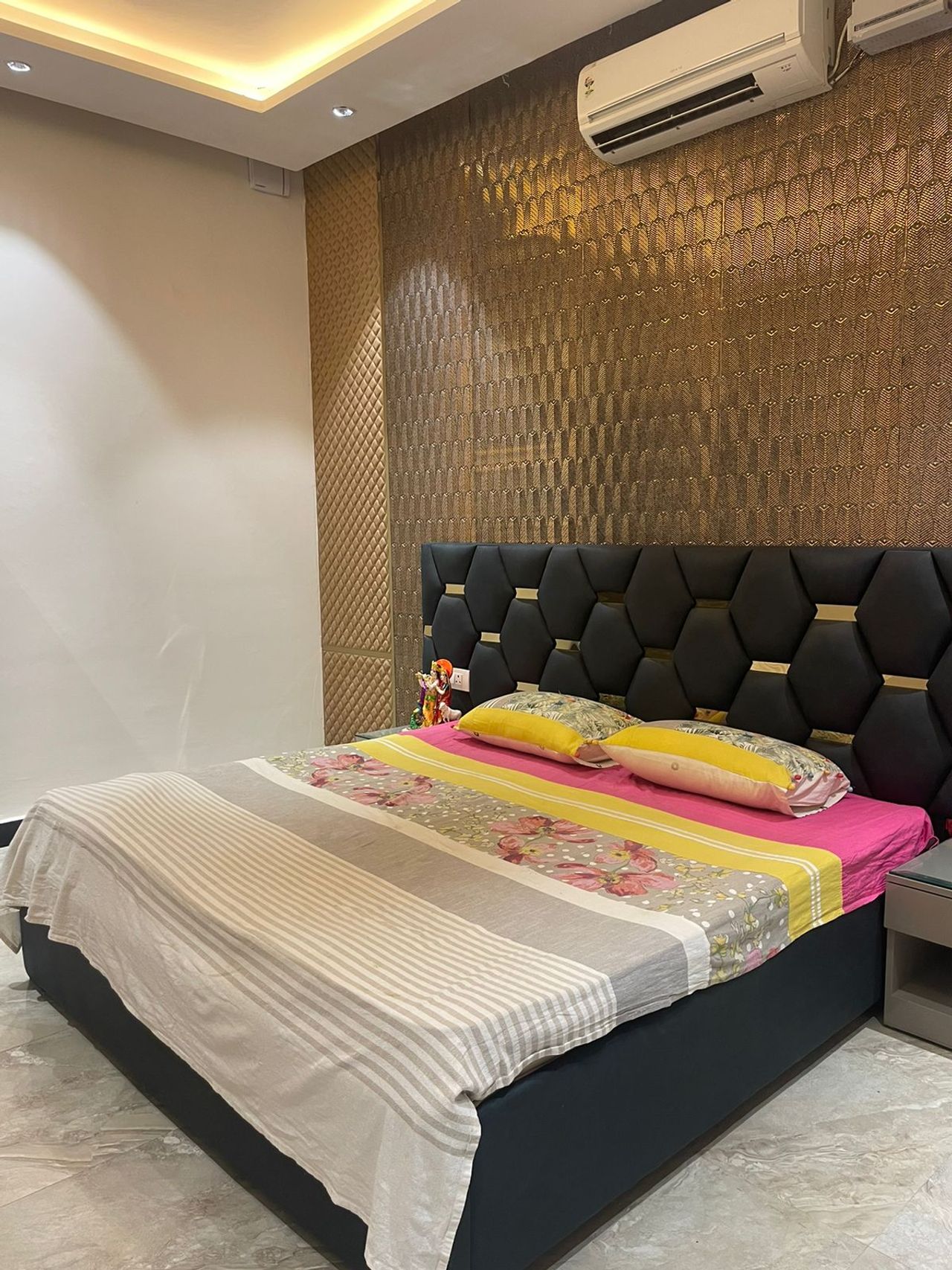 Modern bedroom interior at luxury villa in gurugram